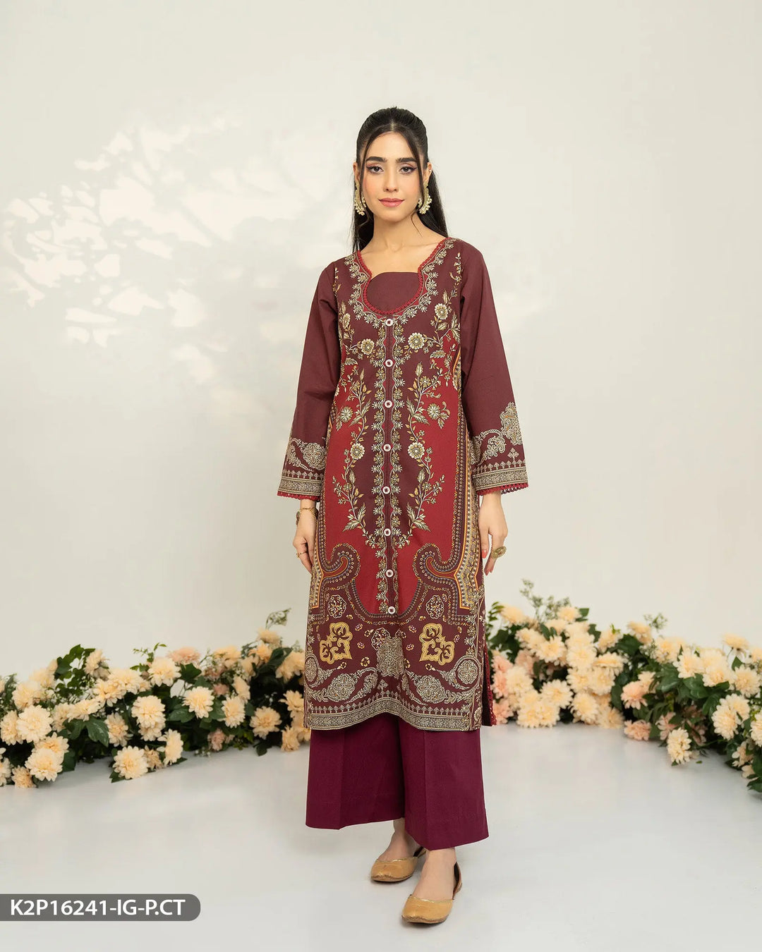 Popline Cotton Printed Suit | 16241-IG-P.CT - Sha Posh Textile