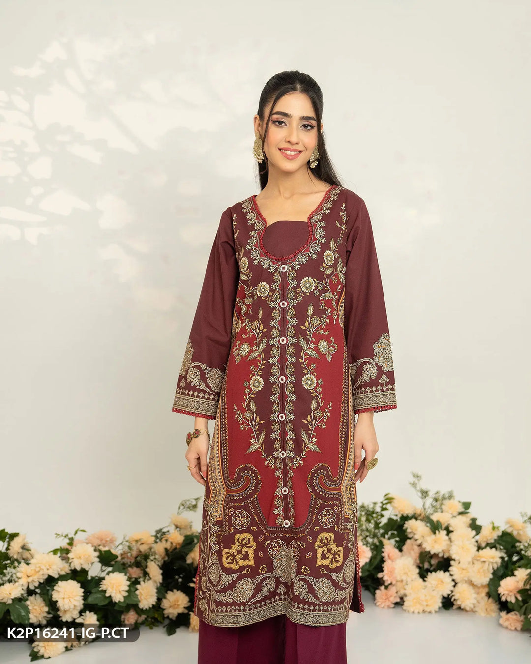 Popline Cotton Printed Suit | 16241-IG-P.CT - Sha Posh Textile