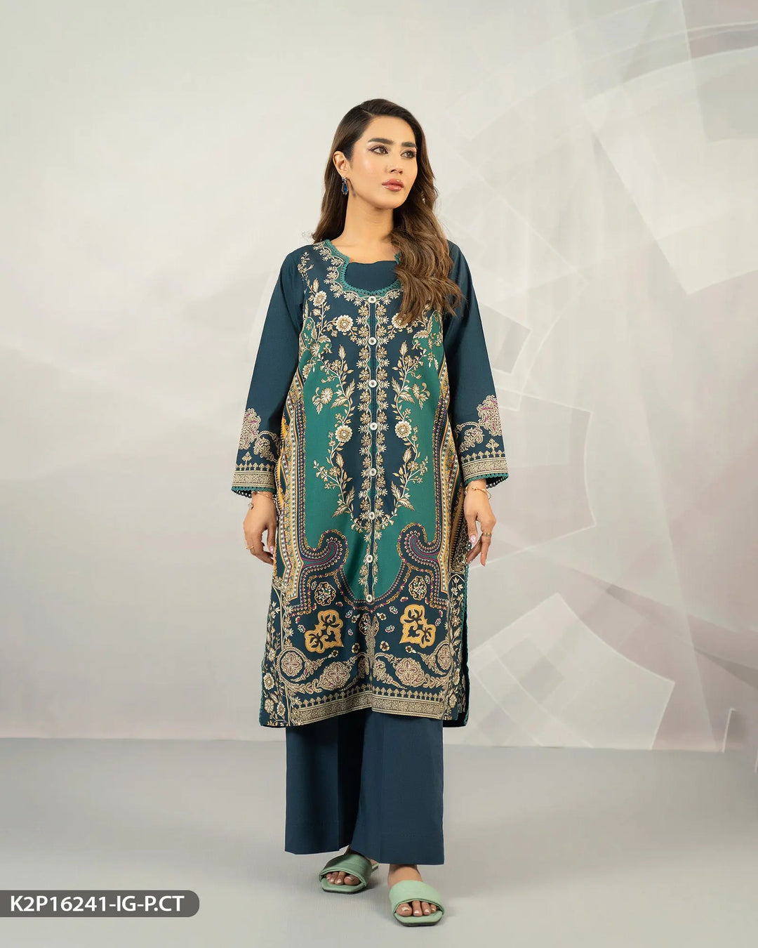 Popline Cotton Printed Suit | 16241-IG-P.CT - Sha Posh Textile
