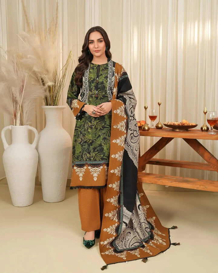 3 Piece - Printed Khaddar Suit Unstitched | UNFF024 - Sha Posh Textile