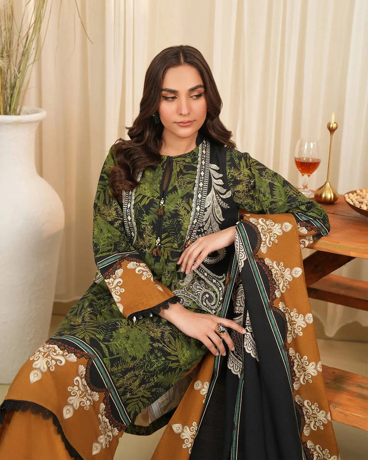 3 Piece - Printed Khaddar Suit Unstitched | UNFF024 - Sha Posh Textile