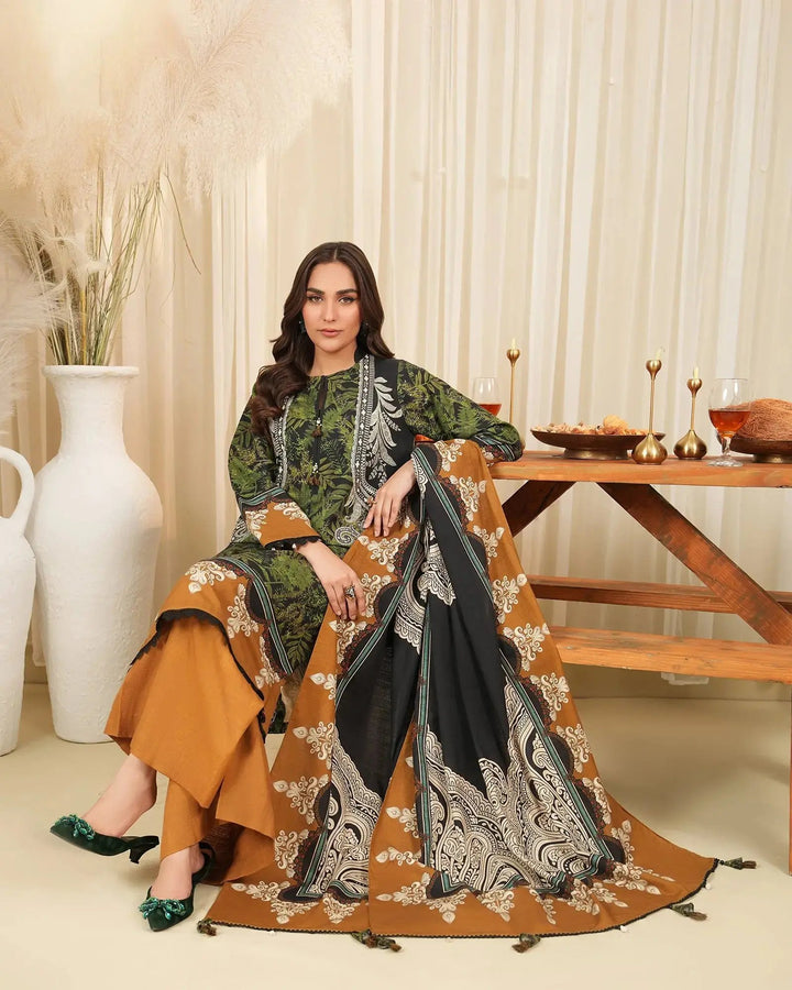 3 Piece - Printed Khaddar Suit Unstitched | UNFF024 - Sha Posh Textile