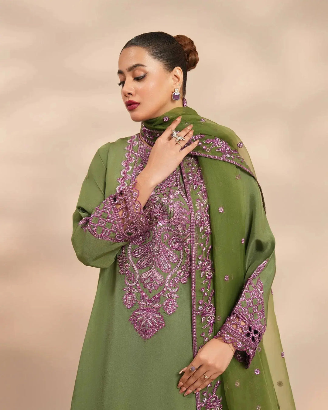 3 Piece Silk Suit Stitched | 1306-NA-SLK Sha Posh Textile