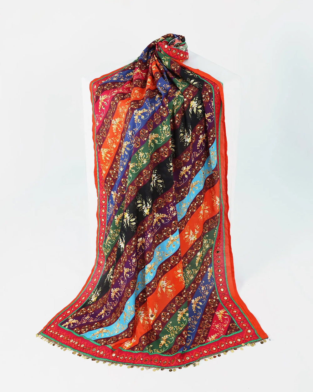 Raw Silk Dupatta | 1167-MUL Sha Posh Textile