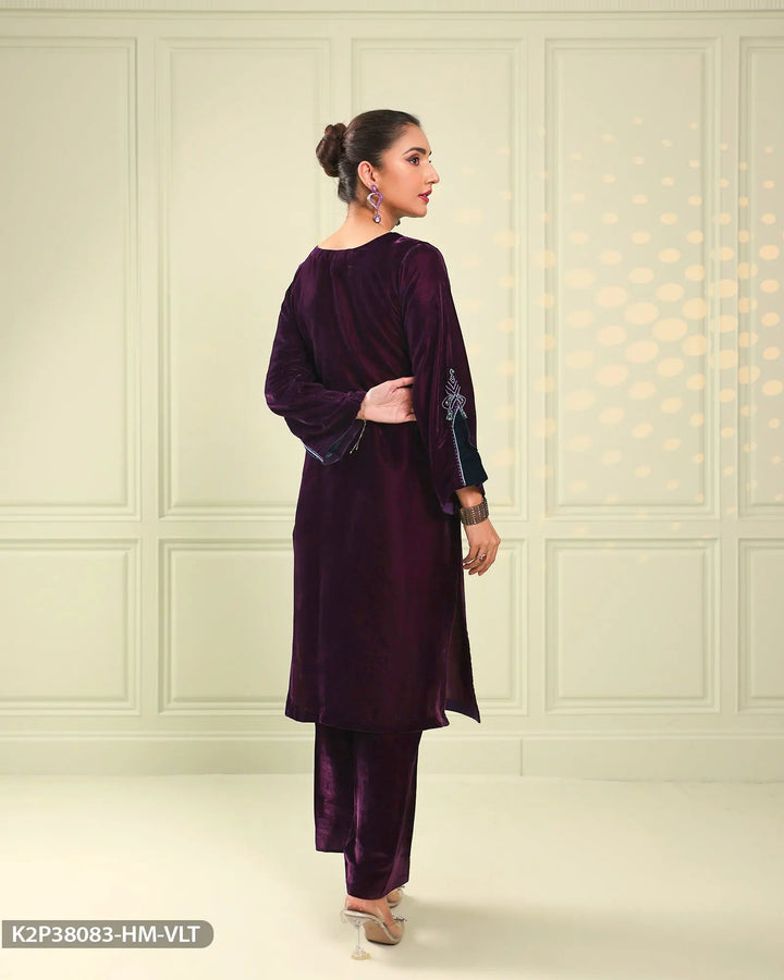 Stitched 2 Piece Velvet Suit | 38083-HM-VLT Sha Posh Textile