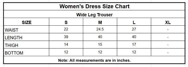 Cambric Cotton Wide Leg Trouser | 8353-WHT size chart