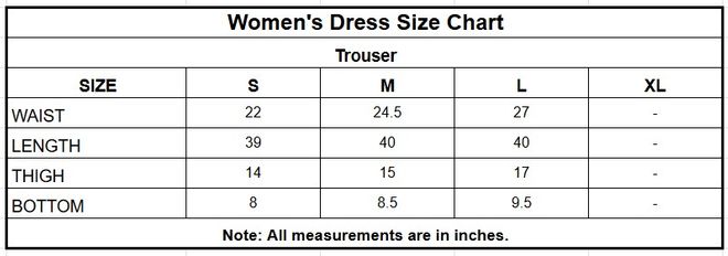 Cambric Cotton Trouser | 8355-WHT size chart