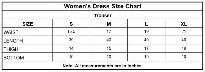 Cambric Cotton Trouser | 8361 size chart
