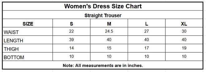 Cambric Cotton Straight Trouser | 8362 size chart