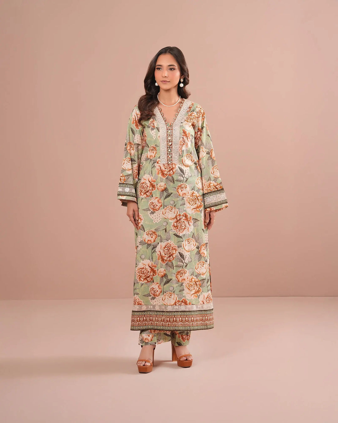 2-Piece Printed Cambric Cotton Suit Unstitched | UNFF0110-K.CT - Sha Posh Textile