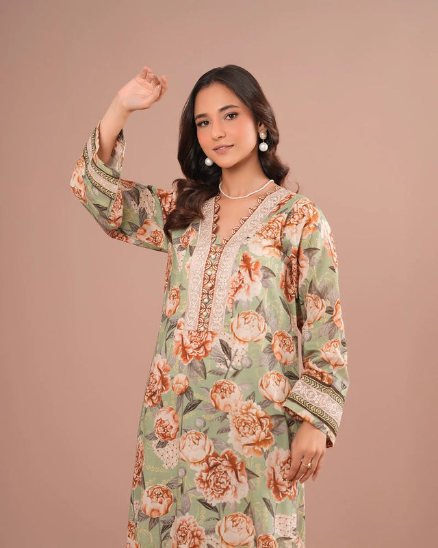 2-Piece Printed Cambric Cotton Suit Unstitched | UNFF0110-K.CT - Sha Posh Textile