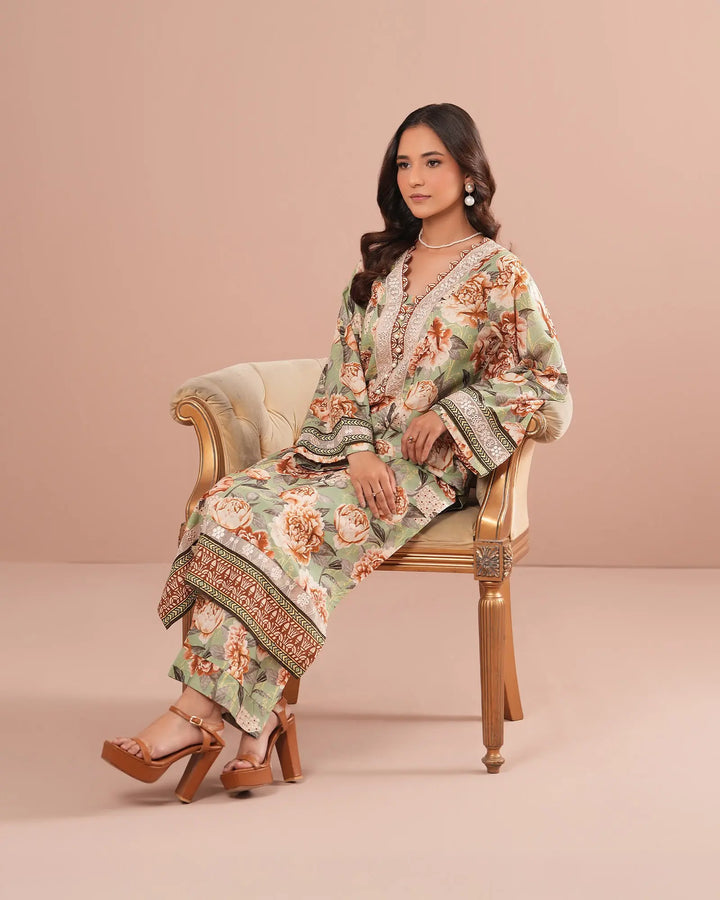 2-Piece Printed Cambric Cotton Suit Unstitched | UNFF0110-K.CT - Sha Posh Textile