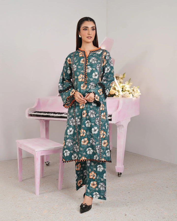 2-Piece Printed Cambric Cotton Suit Unstitched | UNFF0123-K.CT - Sha Posh Textile