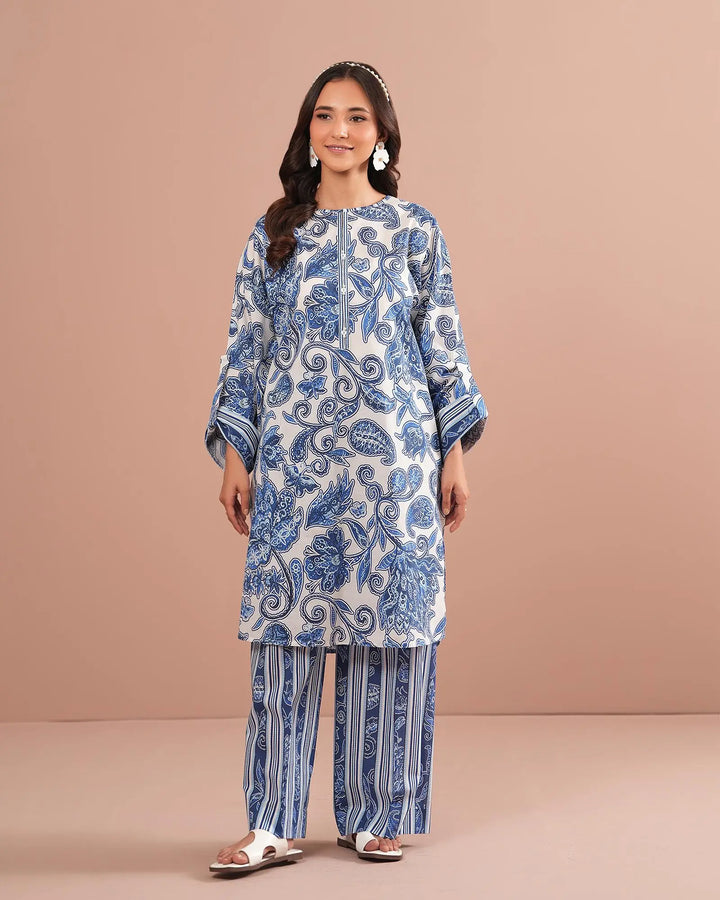 2-Piece Printed Cambric Cotton Suit Unstitched | UNFF0125-K.CT - Sha Posh Textile