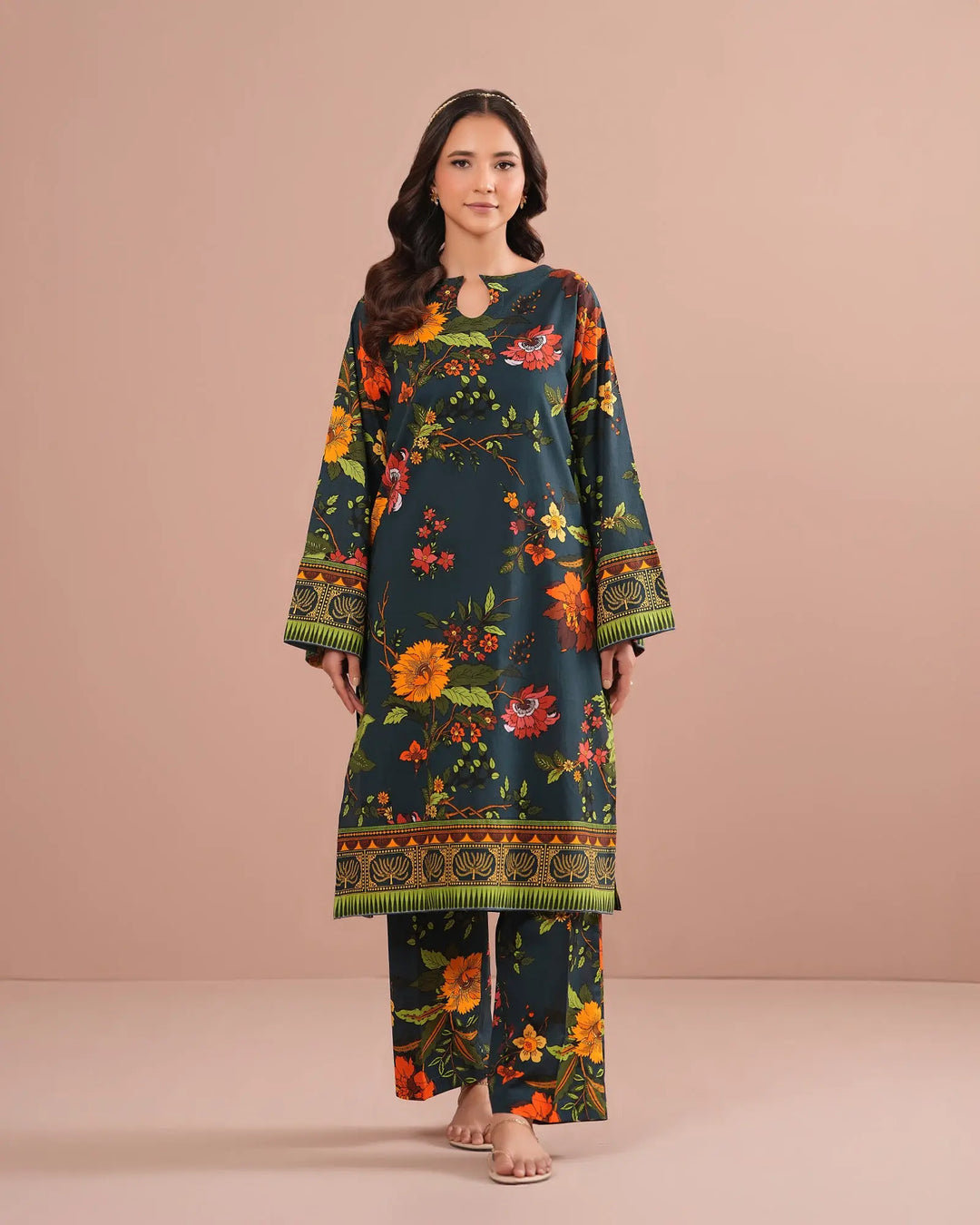 2-Piece Printed Lawn Suit Unstitched | UNFF0133-LWN - Sha Posh Textile