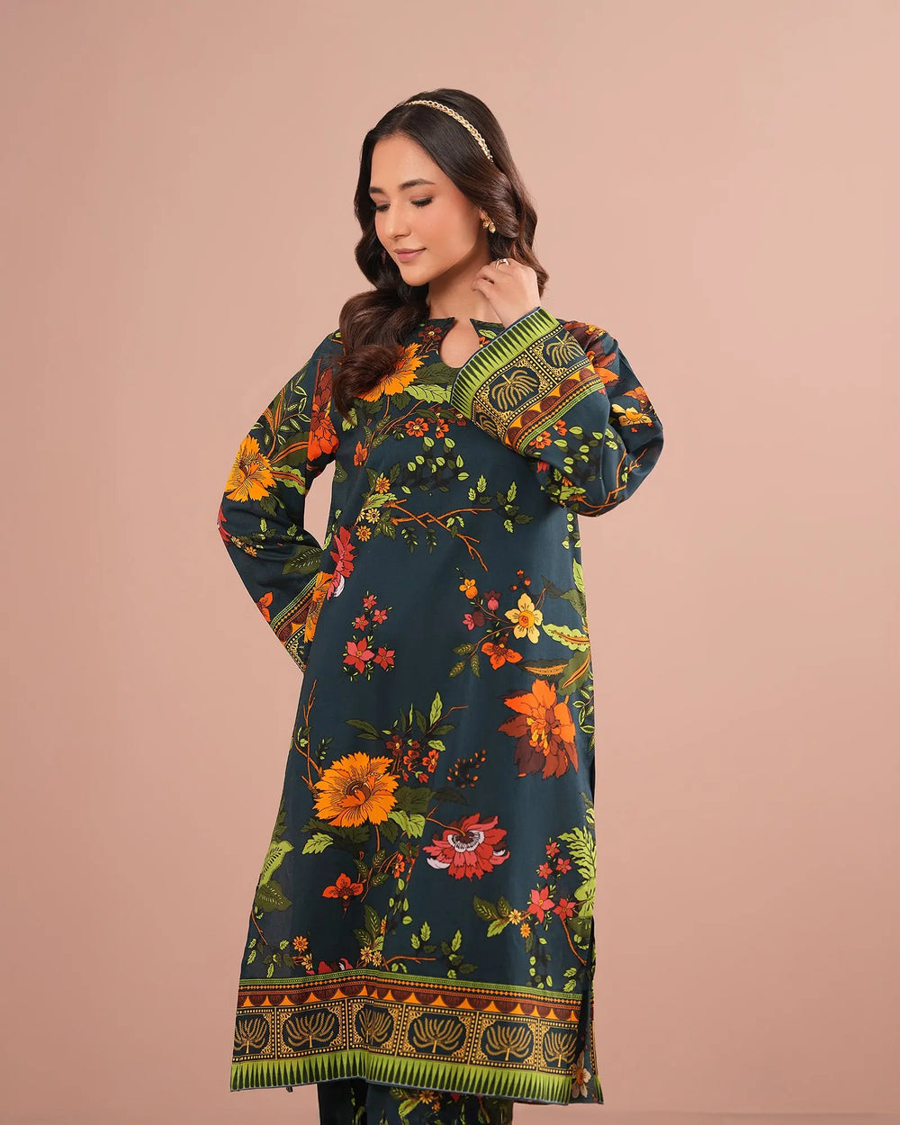 2-Piece Printed Lawn Suit Unstitched | UNFF0133-LWN - Sha Posh Textile