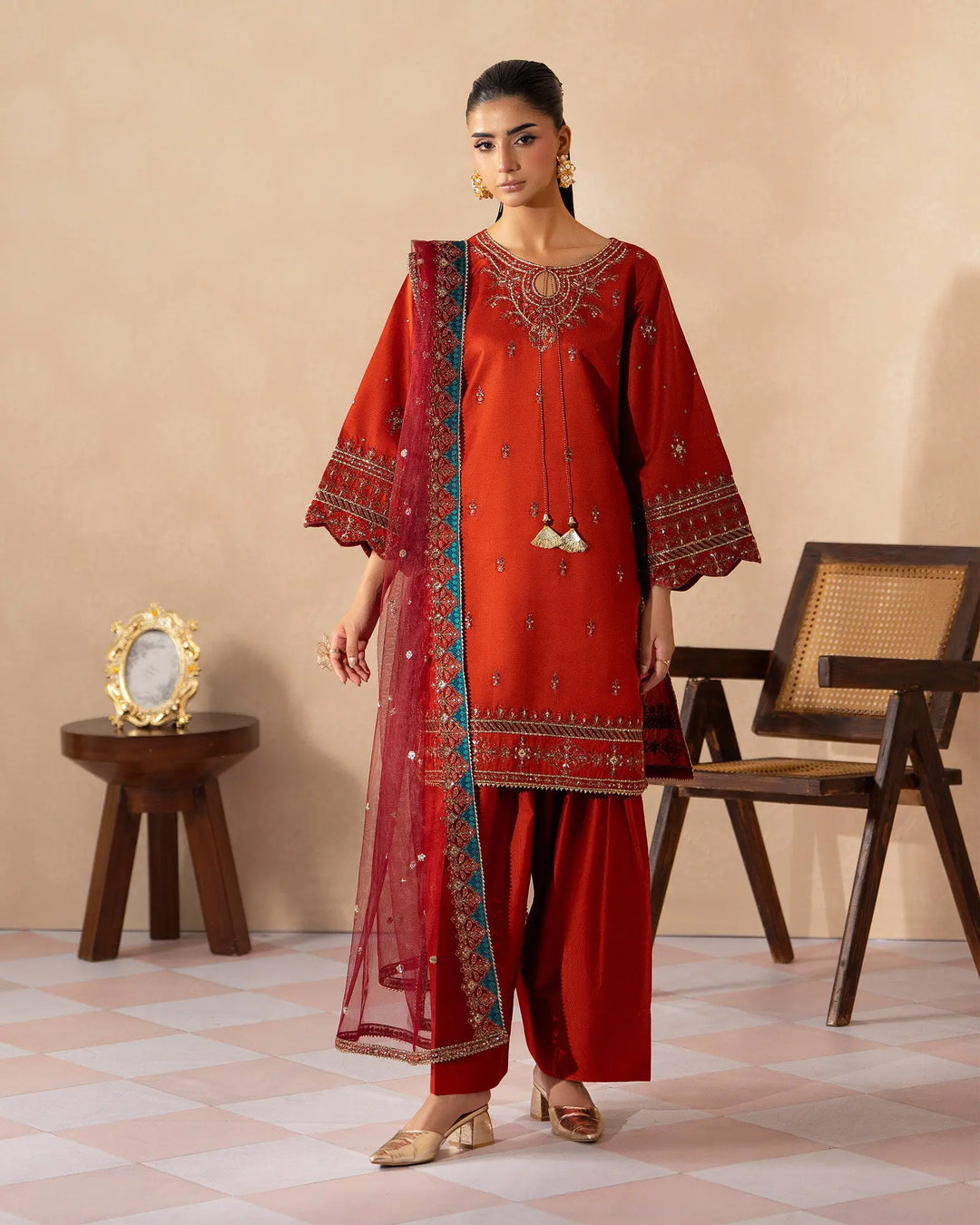 Women 3 Pcs Chambray Katan | 1351 Sha Posh Textile