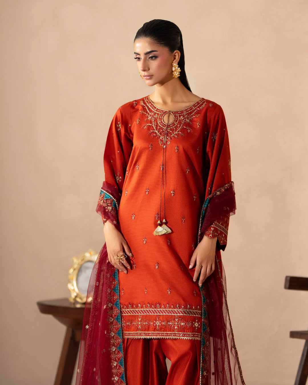 Women 3 Pcs Chambray Katan | 1351 Sha Posh Textile