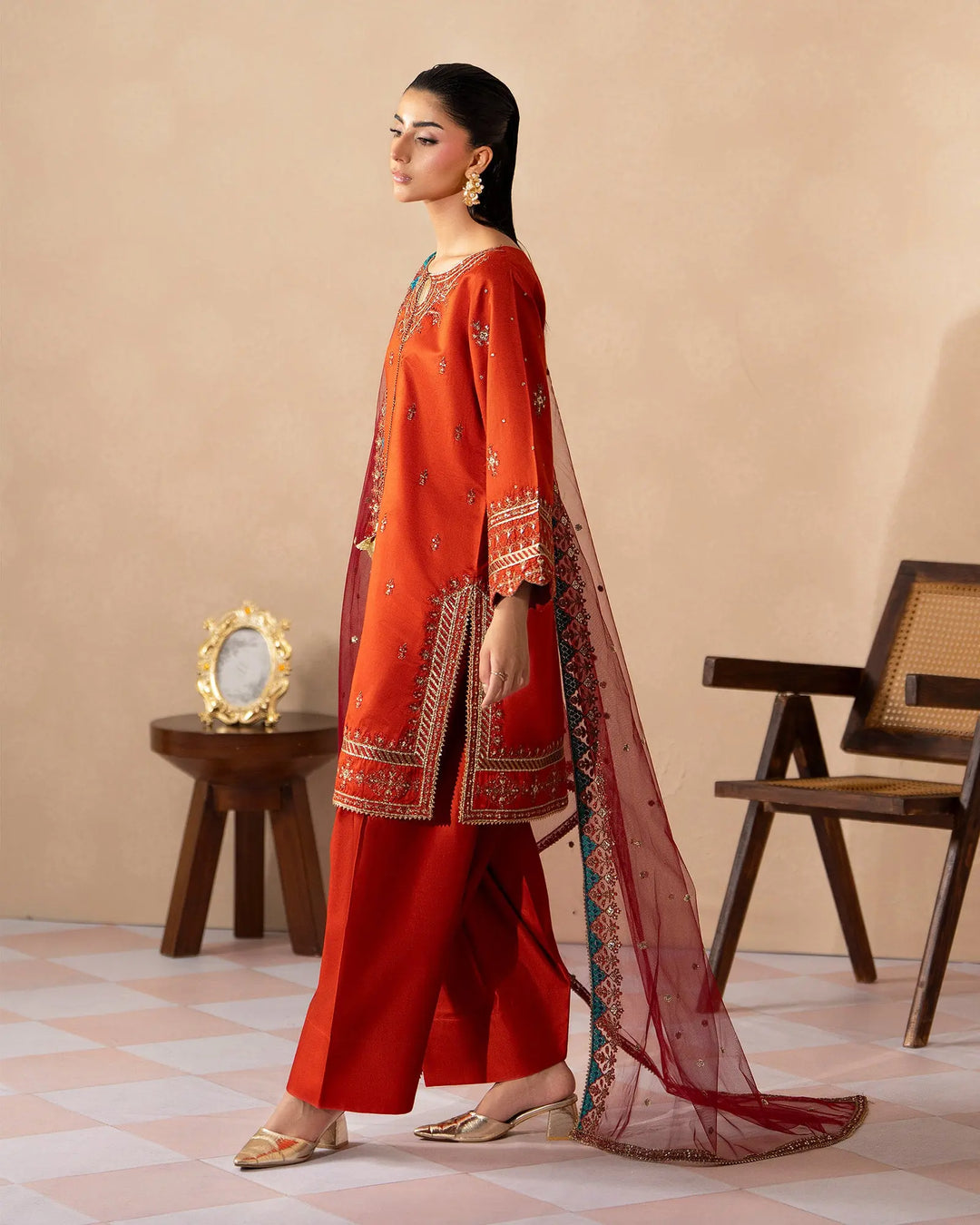 Women 3 Pcs Chambray Katan | 1351 Sha Posh Textile