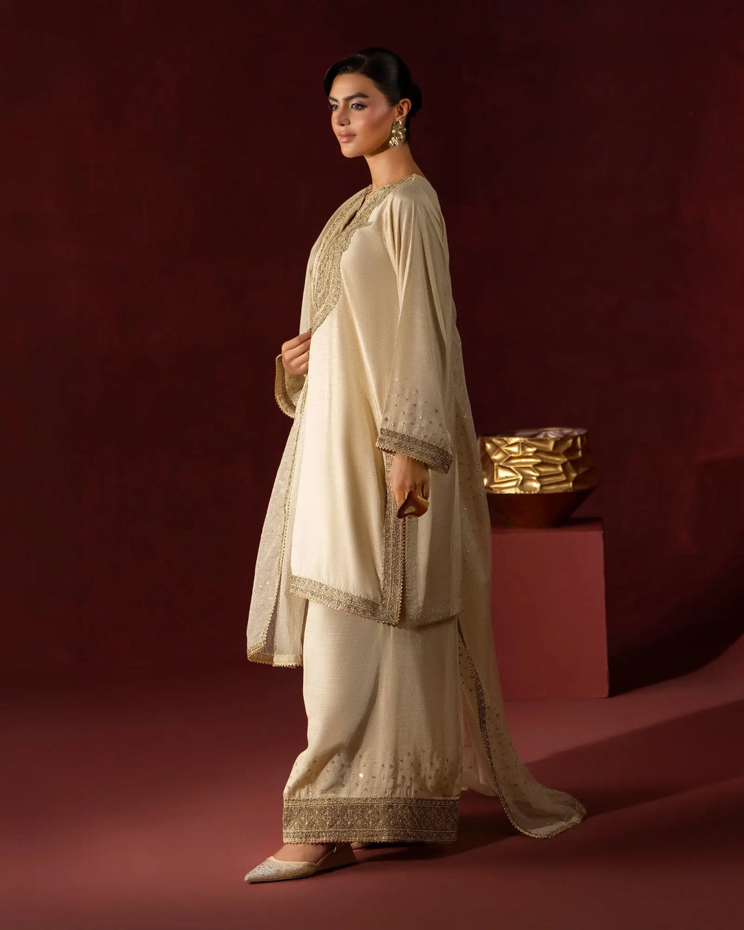 Women 3 Pcs Shine Raw Silk | 9828 Sha Posh Textile