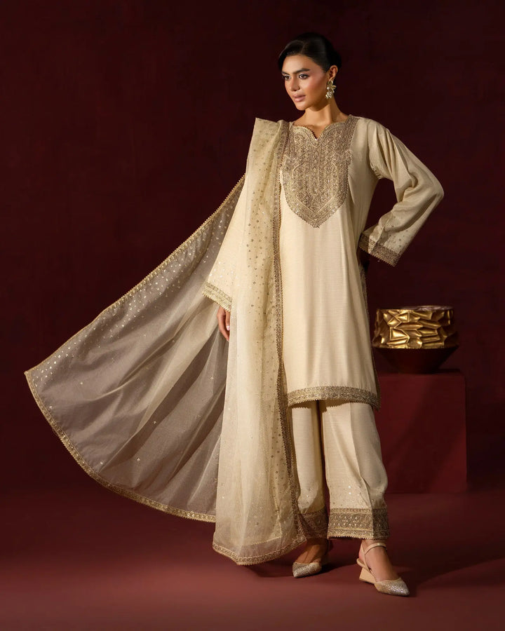 Women 3 Pcs Shine Raw Silk | 9828 Sha Posh Textile