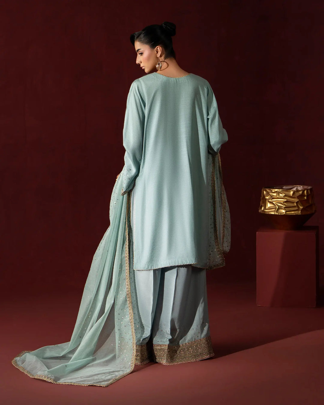 Women 3 Pcs Shine Raw Silk | 9828 Sha Posh Textile