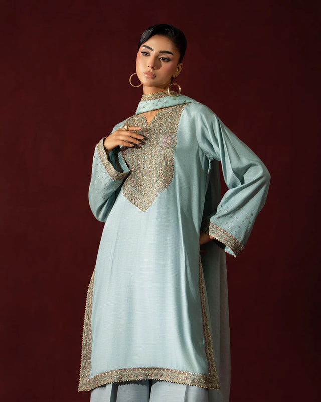 Women 3 Pcs Shine Raw Silk | 9828 Sha Posh Textile