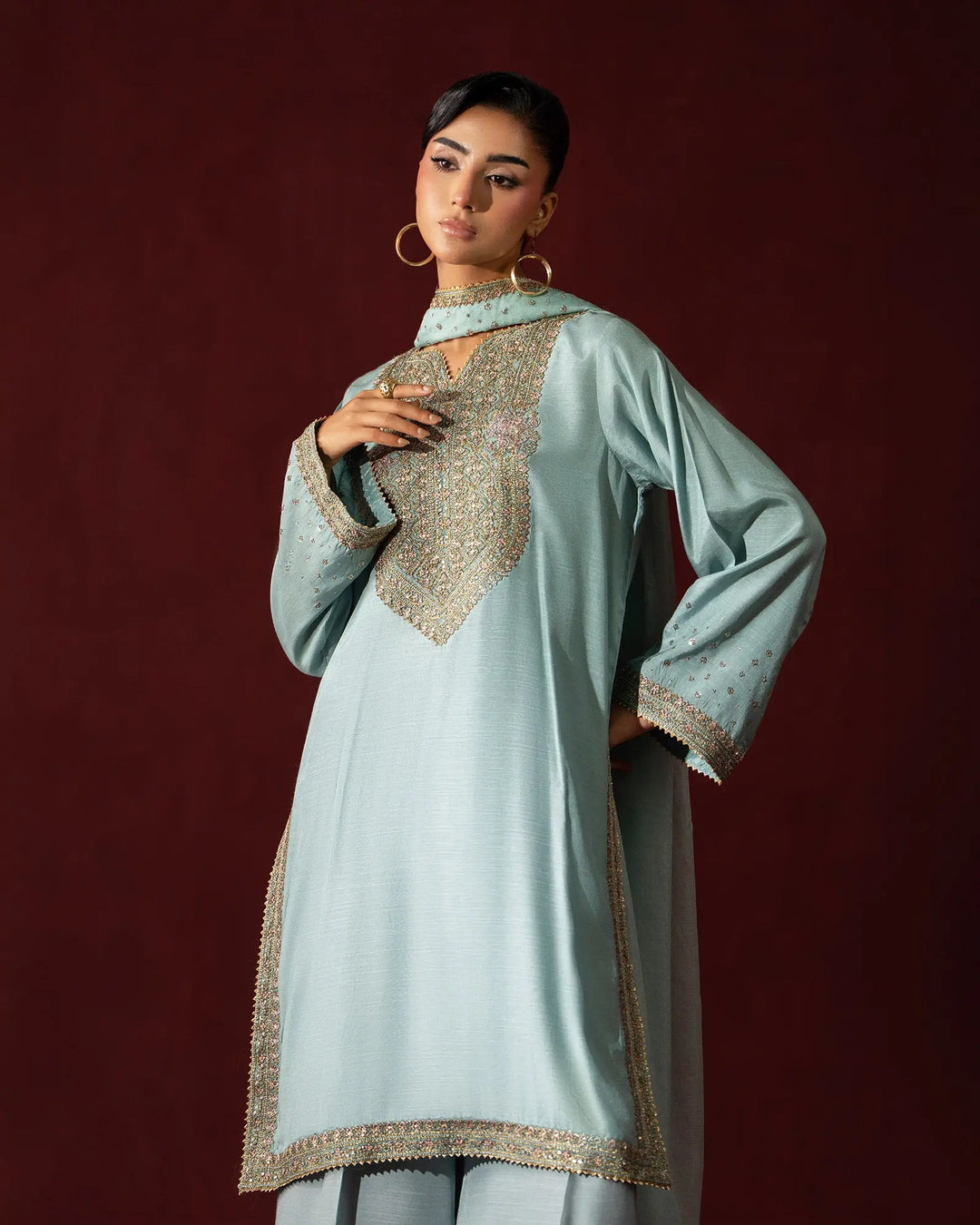 Women 3 Pcs Shine Raw Silk | 9828 Sha Posh Textile