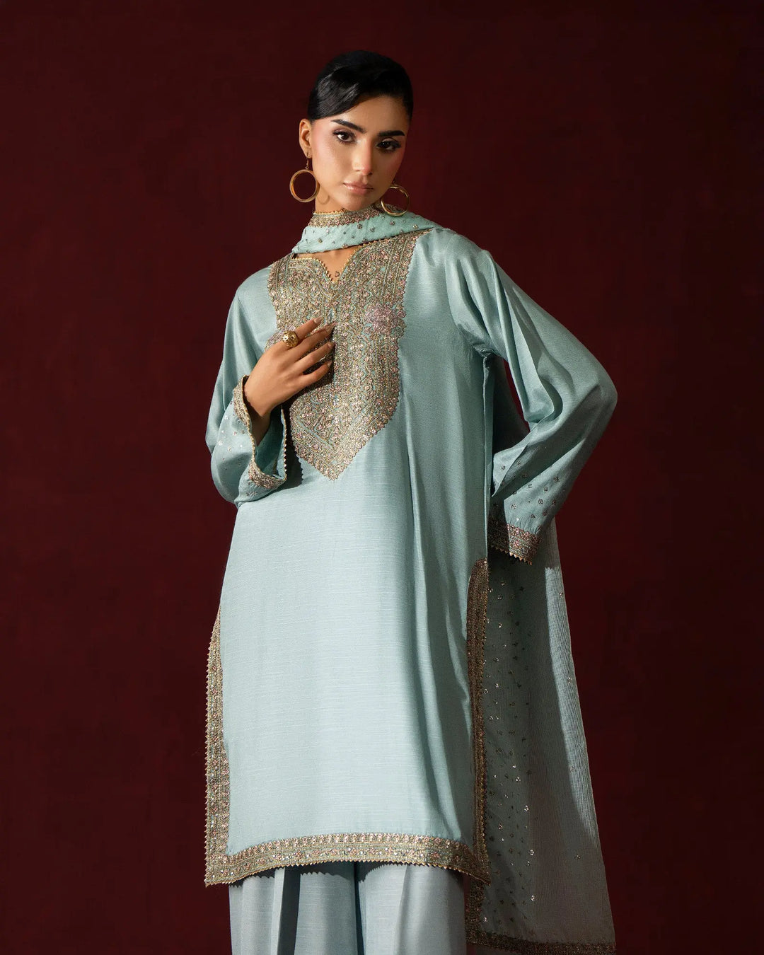 Women 3 Pcs Shine Raw Silk | 9828 Sha Posh Textile