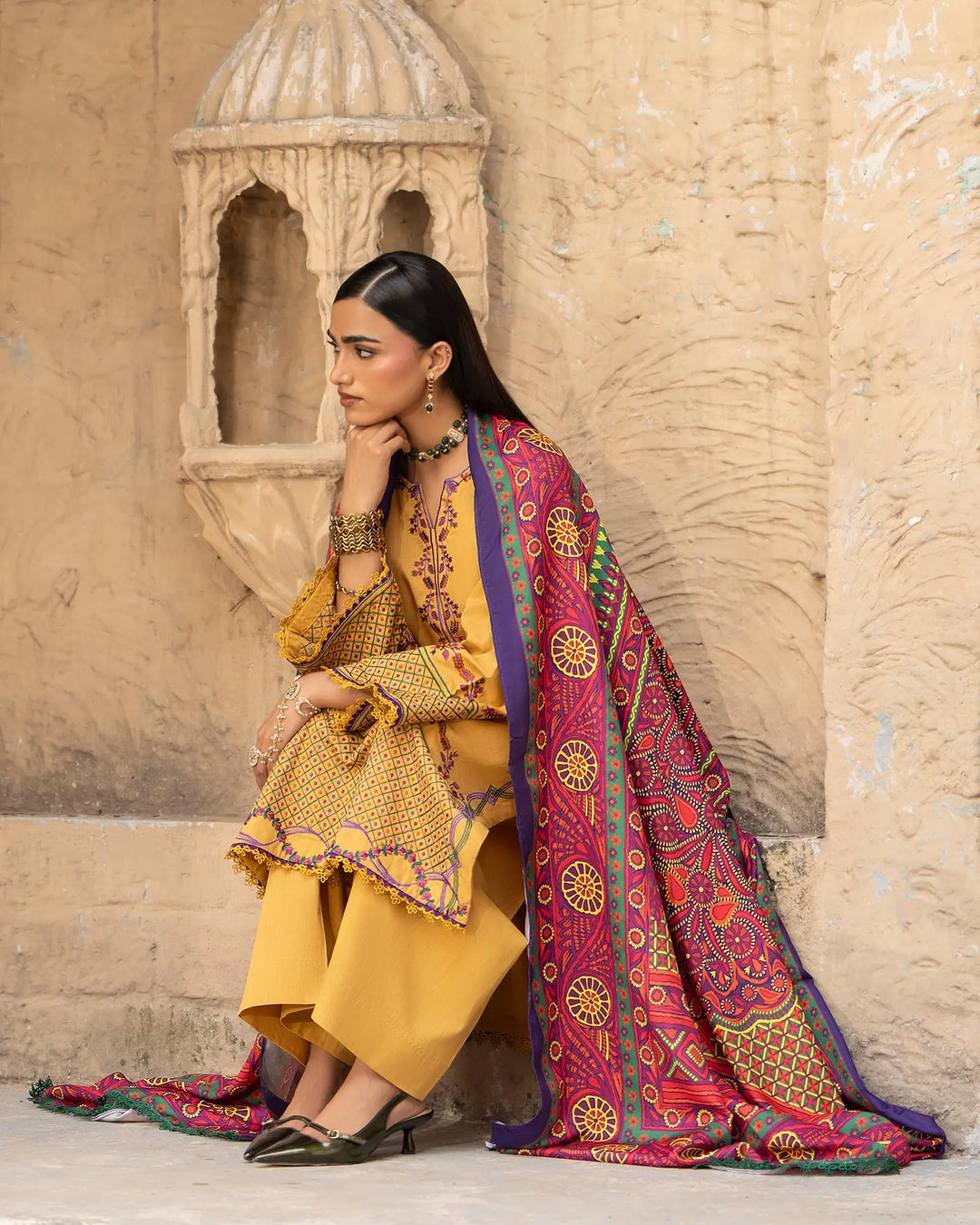 Women 3 Pcs Women Cross Slub Khaddar | 16447-IG-C.S.KD