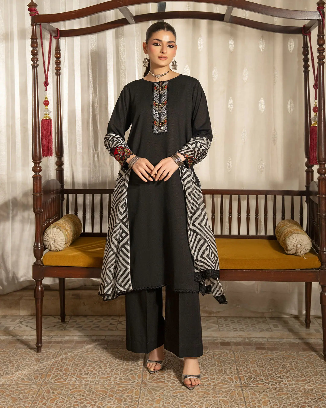 Women 3 Pcs Women Jacquard Khaddar | 16588-IG-J.KD
