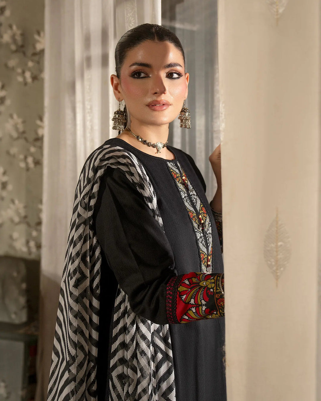 Women 3 Pcs Women Jacquard Khaddar | 16588-IG-J.KD