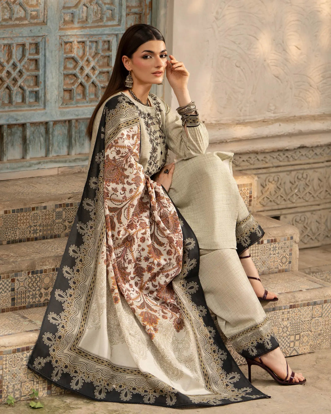 Women 3 Pcs Women Khaddar | 16491-IG-KD