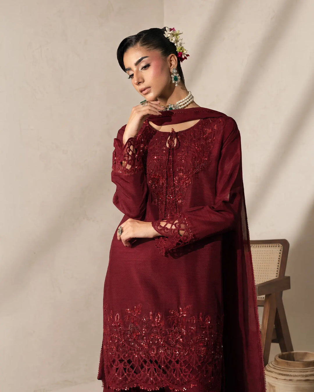 Women 3 Pcs Women Korean Raw Silk | 1222-ST-K.RWS