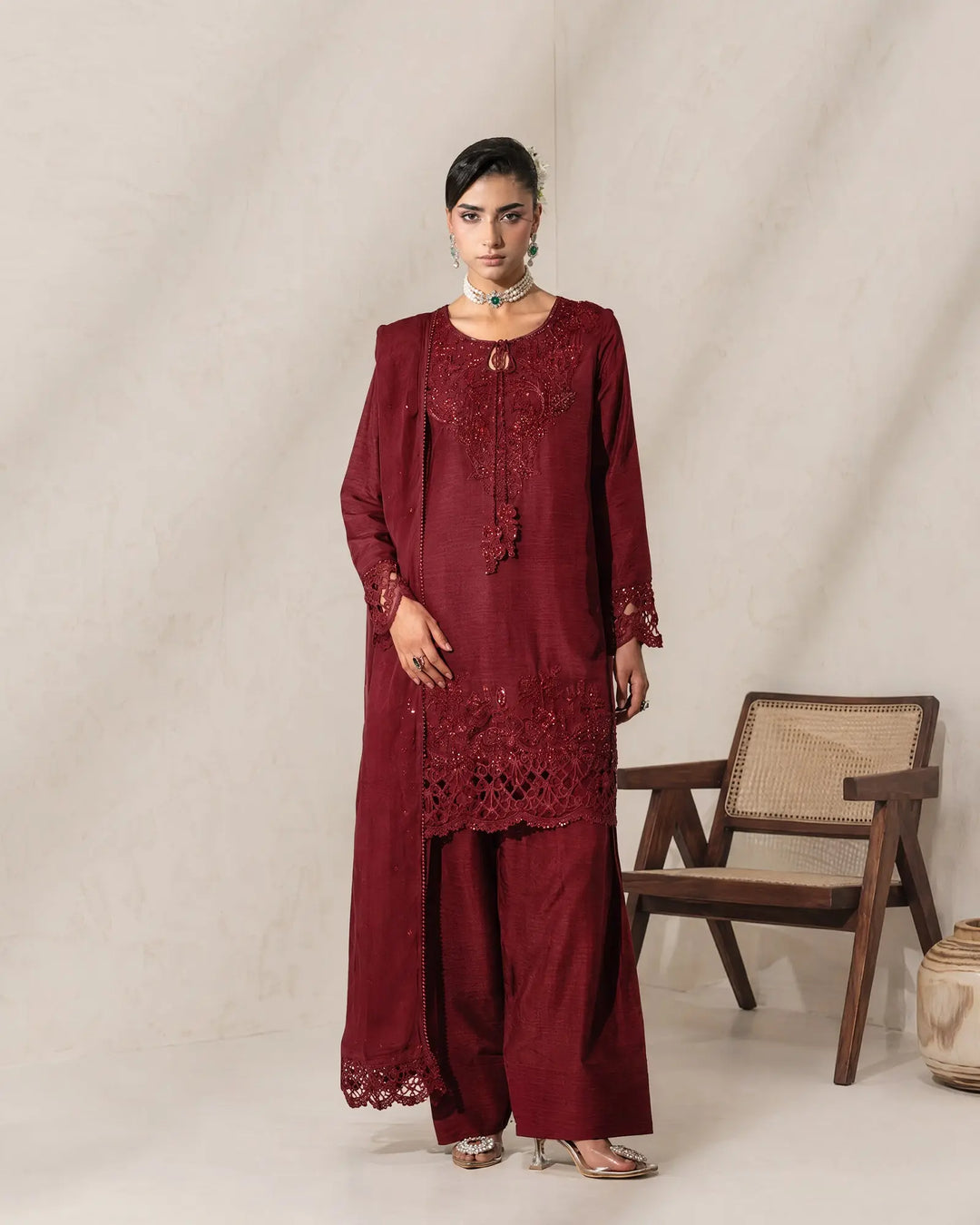 Women 3 Pcs Women Korean Raw Silk | 1222-ST-K.RWS