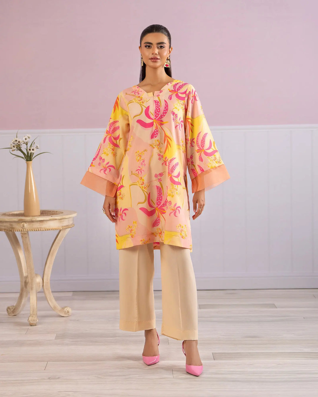 Premium Peach Silk Suit for Women | Elegant 2 Piece Pakistani Dress