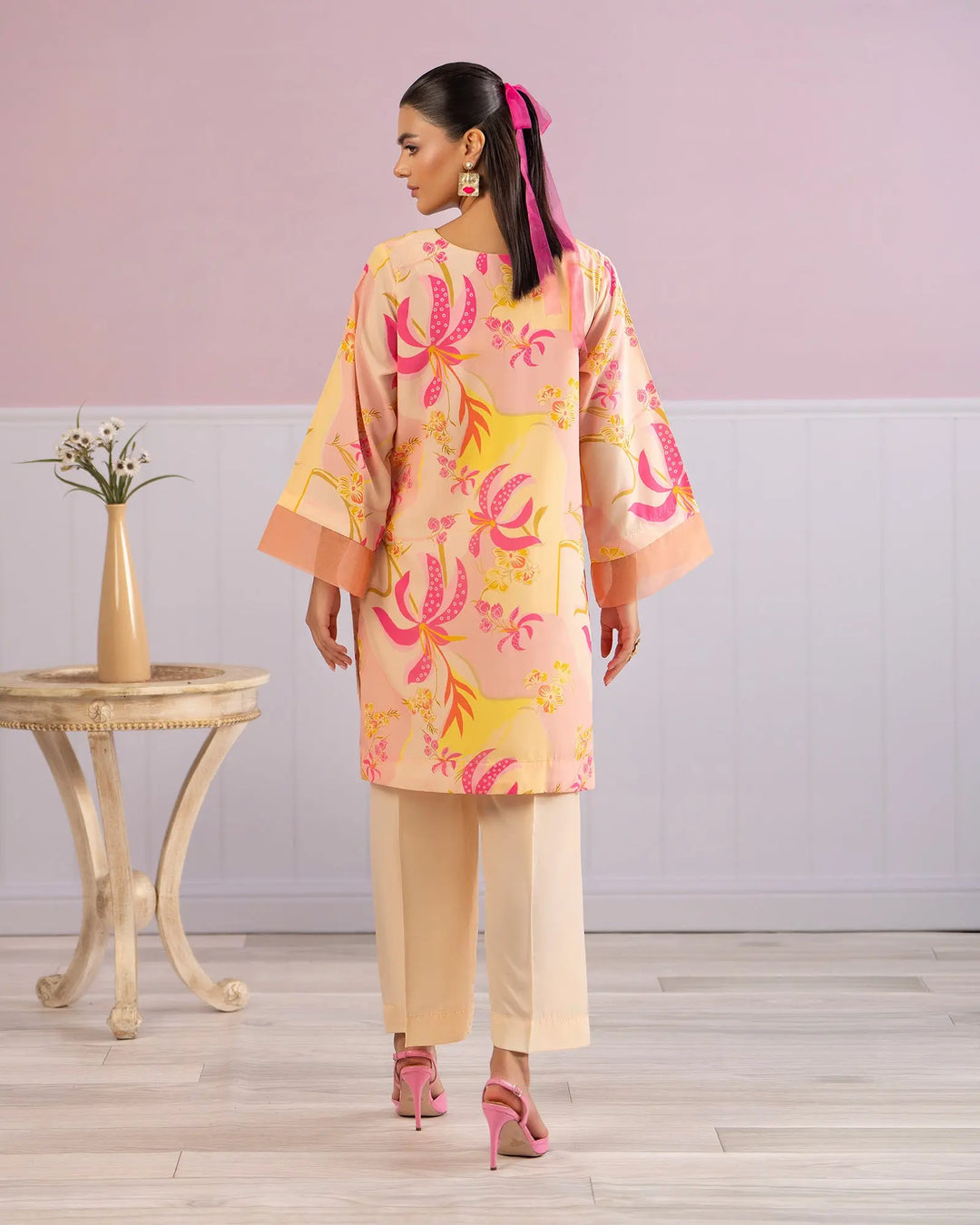 Premium Peach Silk Suit for Women | Elegant 2 Piece Pakistani Dress