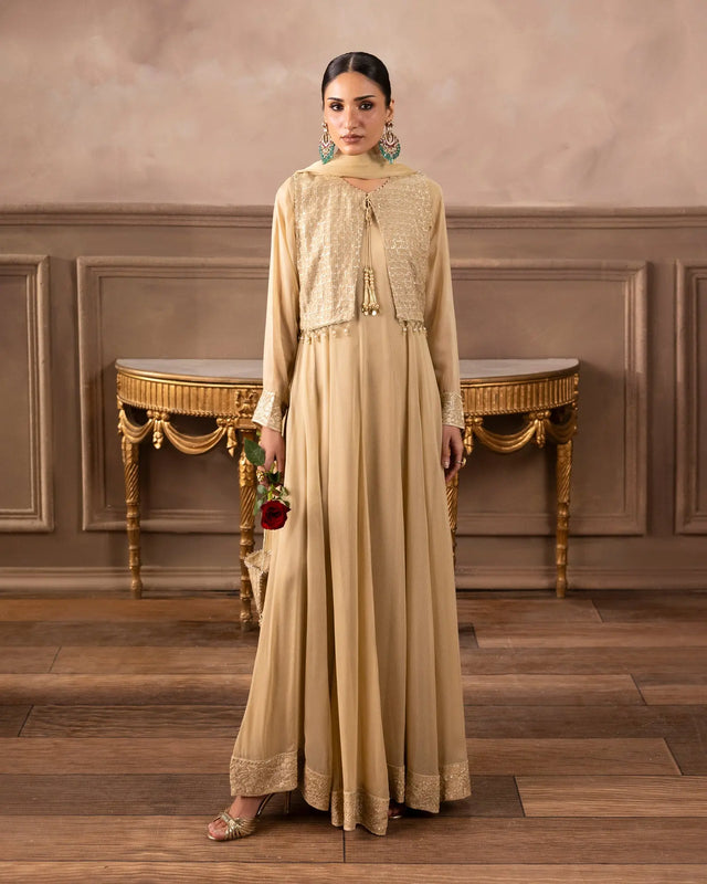 Women Embroidered Chiffon Maxi Dress – Formal Wear Sha Posh Textile