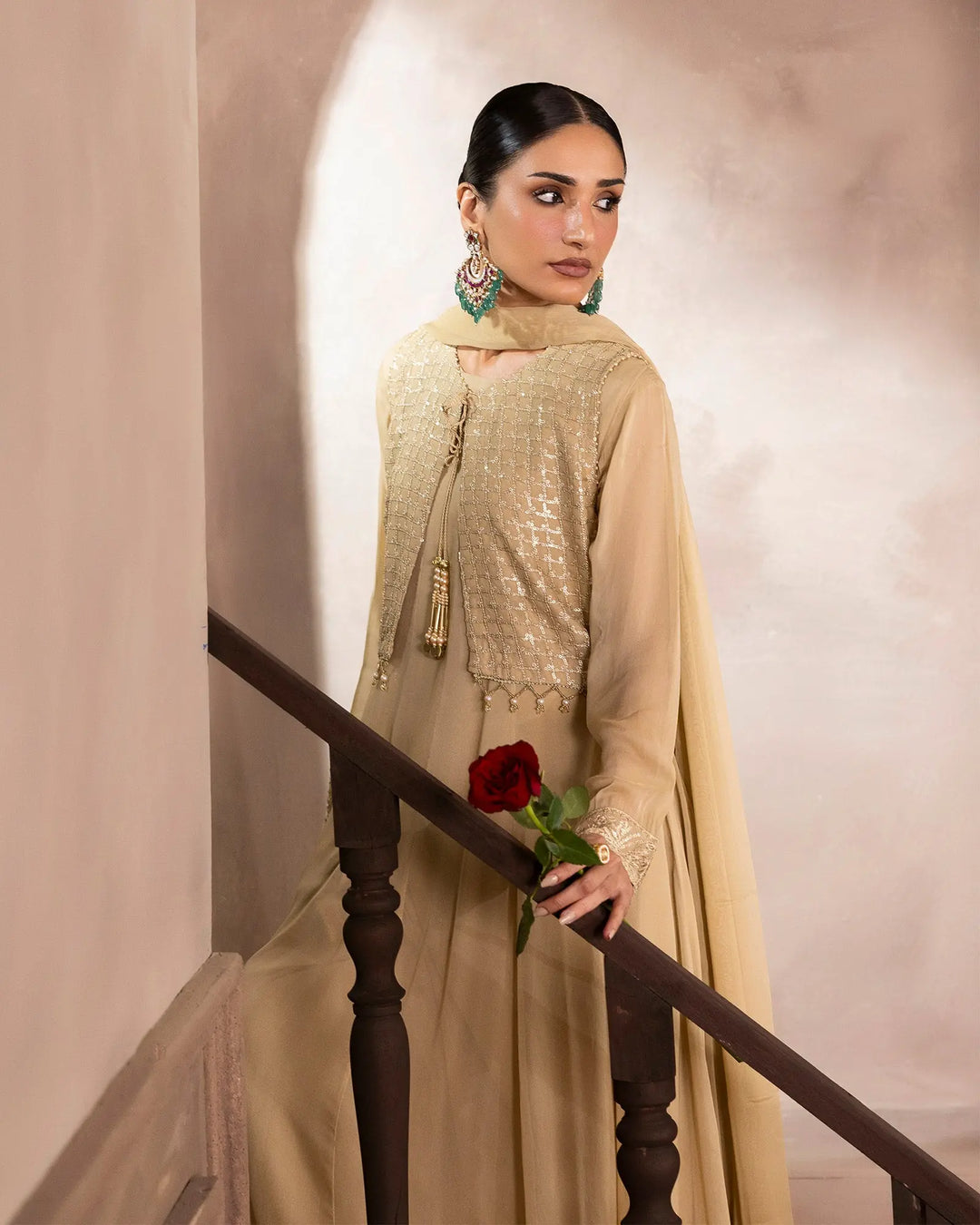Women Embroidered Chiffon Maxi Dress – Formal Wear Sha Posh Textile