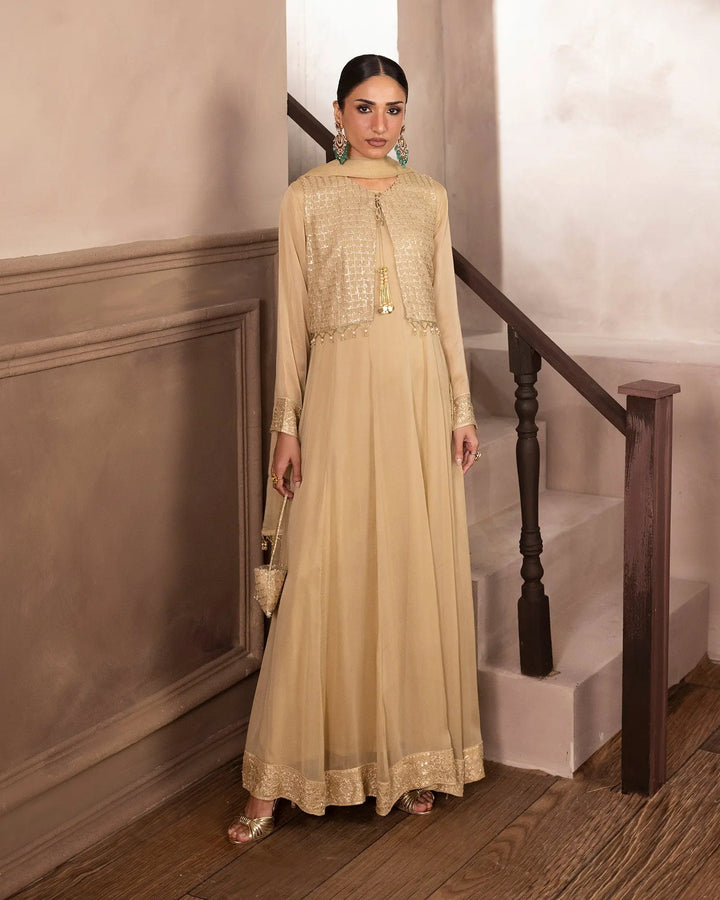 Women Embroidered Chiffon Maxi Dress – Formal Wear Sha Posh Textile