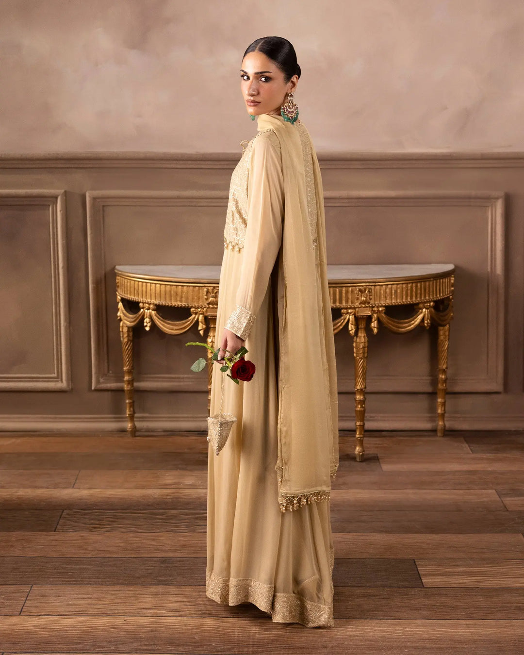 Women Embroidered Chiffon Maxi Dress – Formal Wear Sha Posh Textile