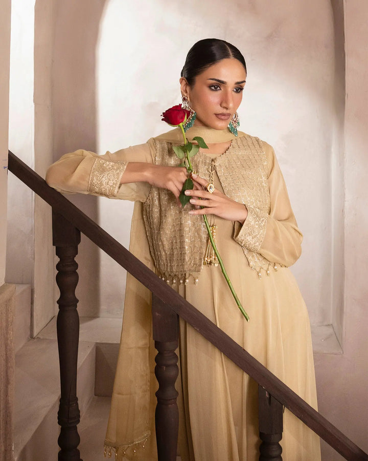 Women Embroidered Chiffon Maxi Dress – Formal Wear Sha Posh Textile