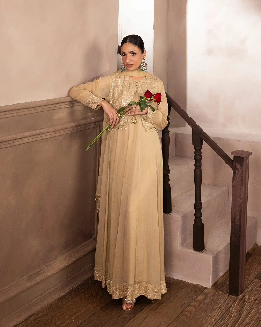 Women Embroidered Chiffon Maxi Dress – Formal Wear Sha Posh Textile