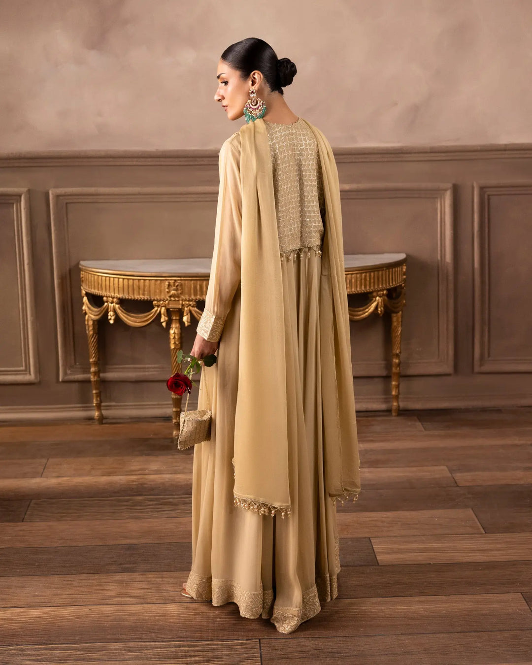 Women Embroidered Chiffon Maxi Dress – Formal Wear Sha Posh Textile