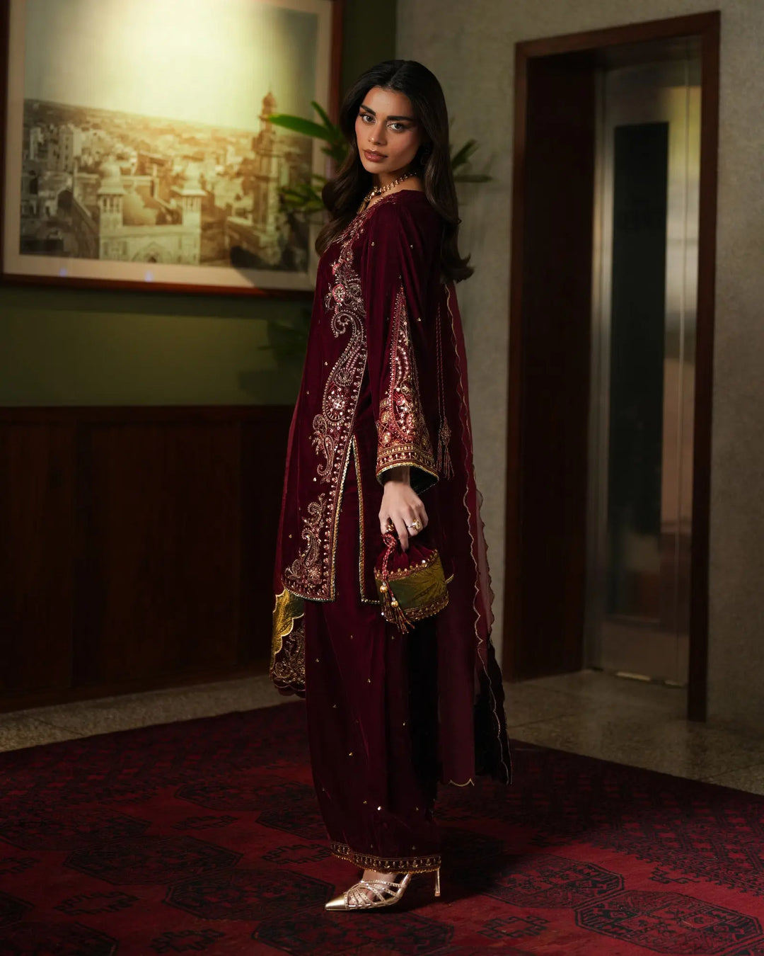 Women Velvet 3 Pcs | 1254