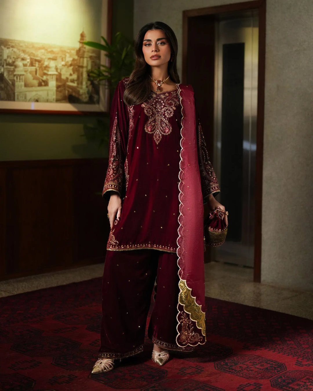 Women Velvet 3 Pcs | 1254