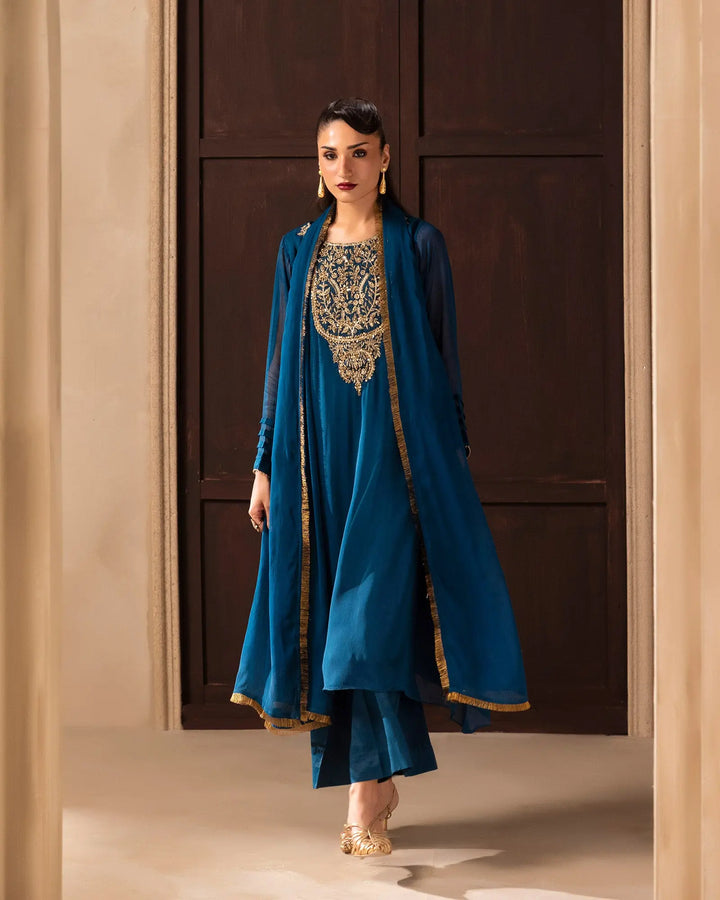 Women’s Embroidered Chiffon A-Line 3 Piece Suit Sha Posh Textile