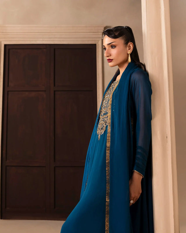 Women’s Embroidered Chiffon A-Line 3 Piece Suit Sha Posh Textile