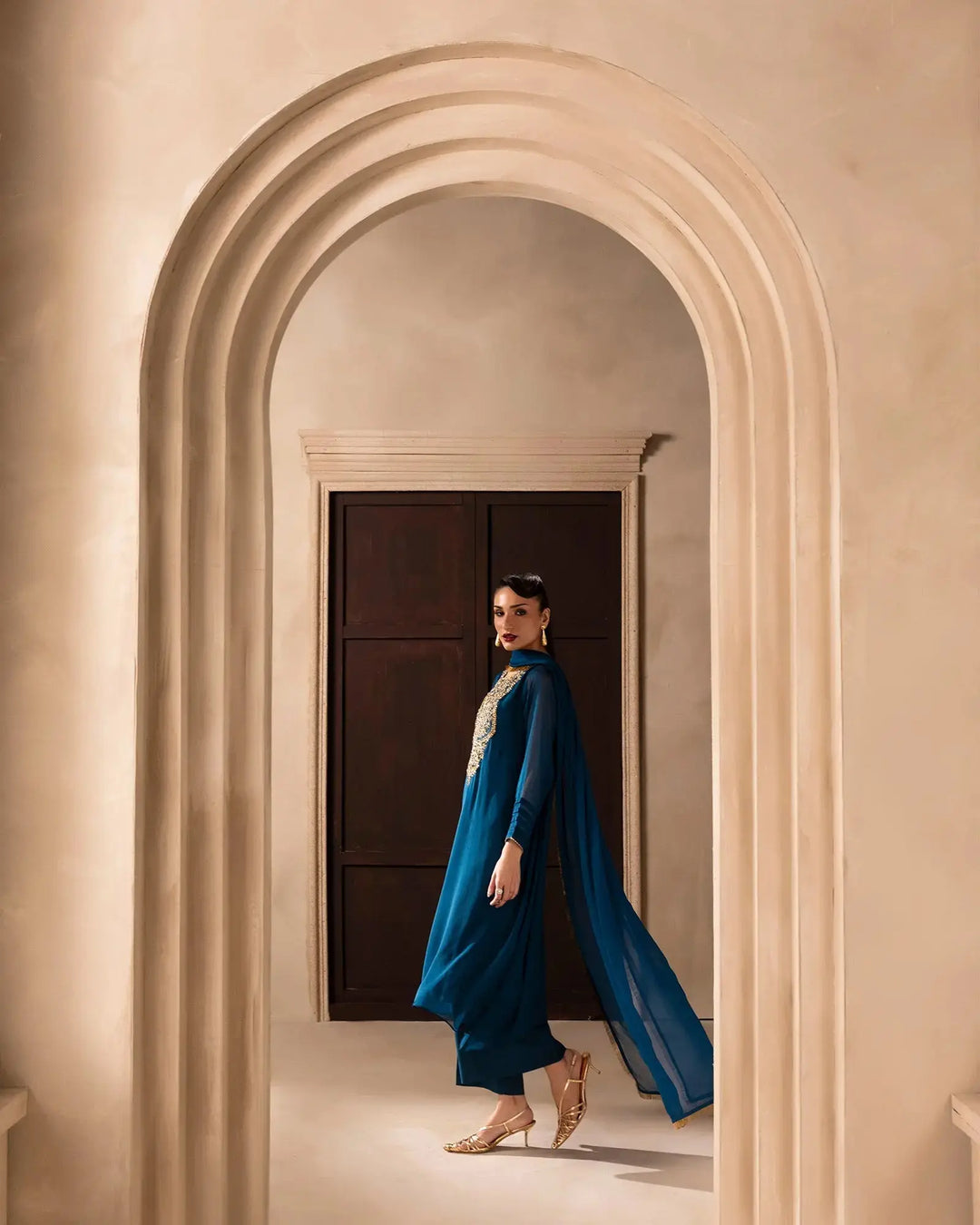 Women’s Embroidered Chiffon A-Line 3 Piece Suit Sha Posh Textile