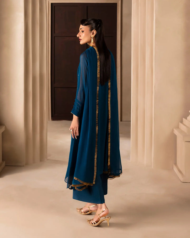 Women’s Embroidered Chiffon A-Line 3 Piece Suit Sha Posh Textile